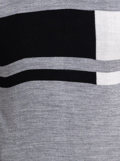 Parx Men Grey Intarsia Acrylic Sweater