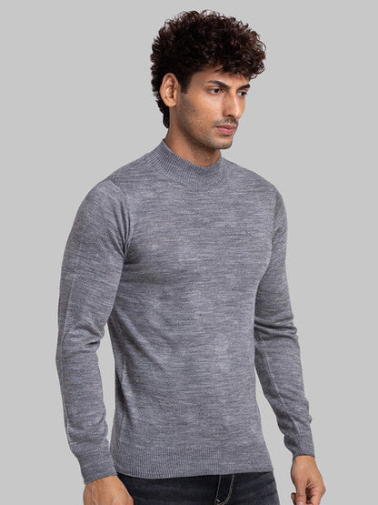 Parx Men Grey Solid Acrylic Blend Sweater