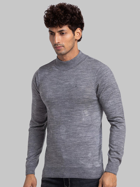 Parx Men Grey Solid Acrylic Blend Sweater