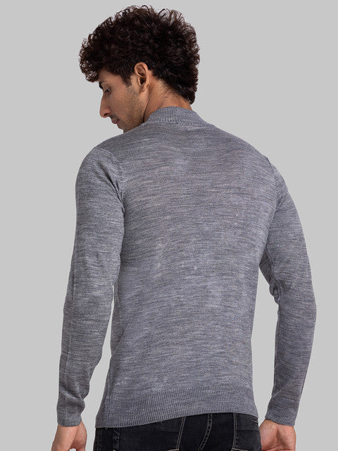 Parx Men Grey Solid Acrylic Blend Sweater