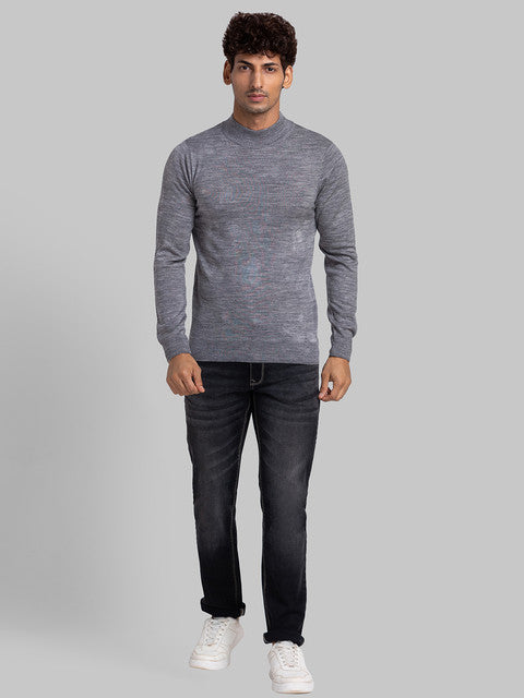 Parx Men Grey Solid Acrylic Blend Sweater