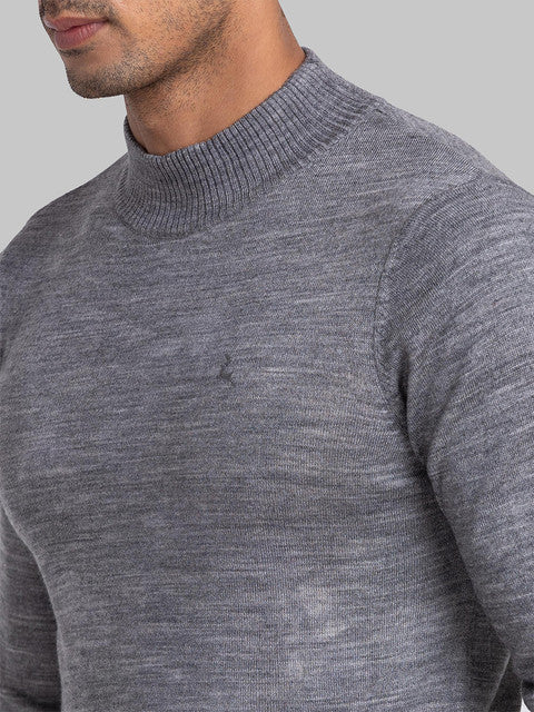 Parx Men Grey Solid Acrylic Blend Sweater