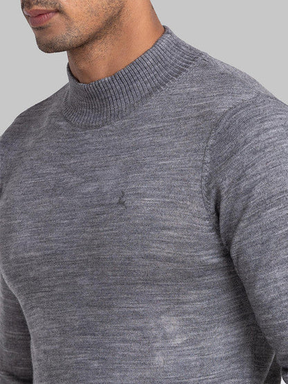 Parx Men Grey Solid Acrylic Blend Sweater