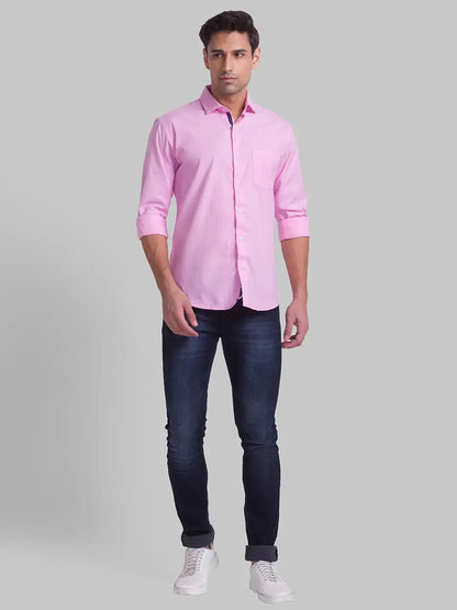 Men Red Slim Fit Stripe Cotton Blend Shirts