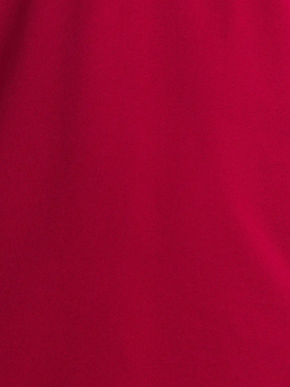 Men Red Contemporary Fit Solid Cotton Round Neck Collar Polo T-Shirt