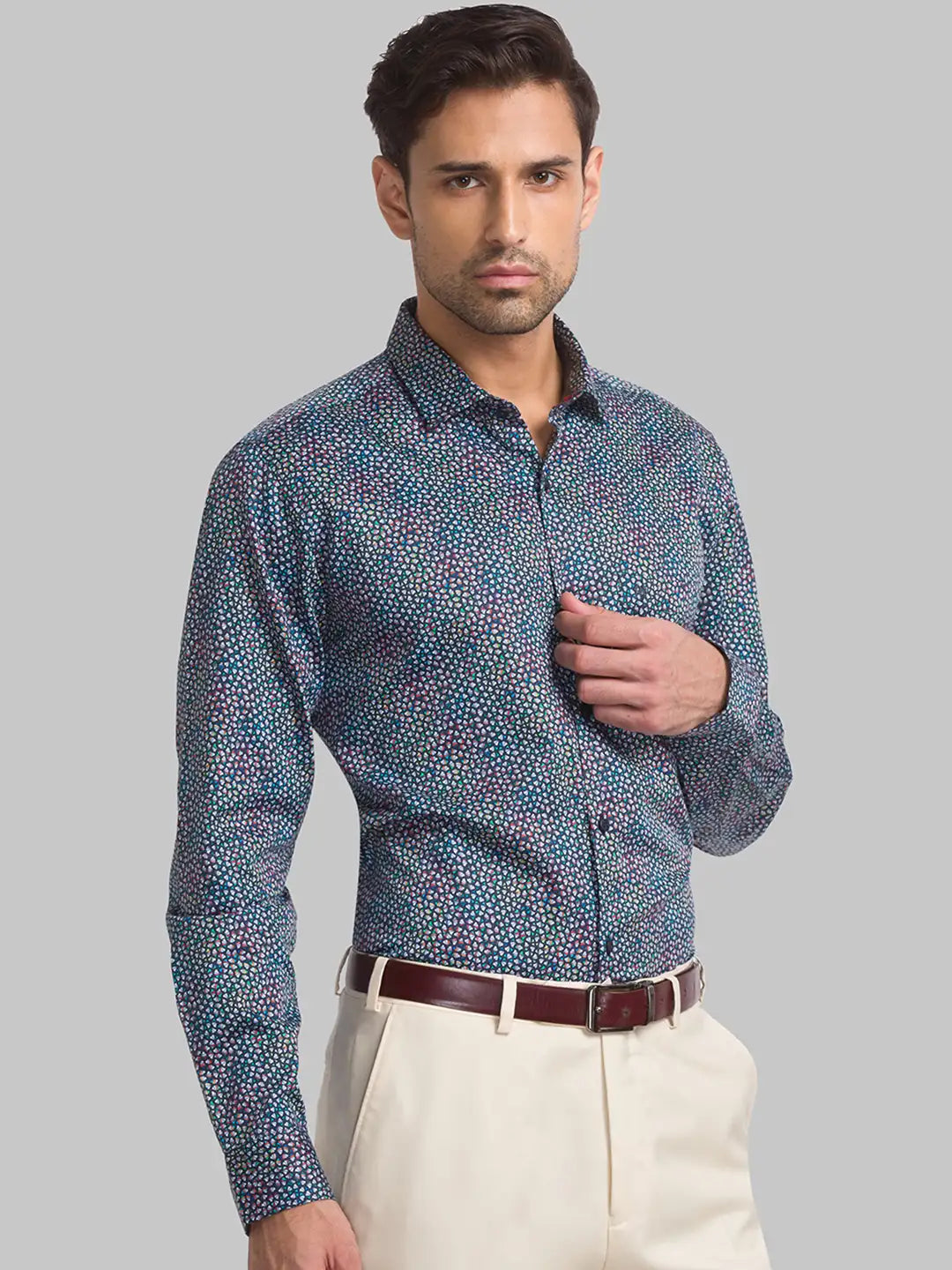 Men Blue Contemporary Fit Print Cotton Shirts