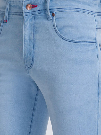 Men Blue Slim Fit Solid Cotton Blend Jeans