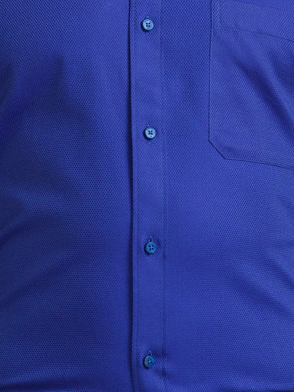 Men Blue Contemporary Fit Structure Cotton Full Sleeve Shirts