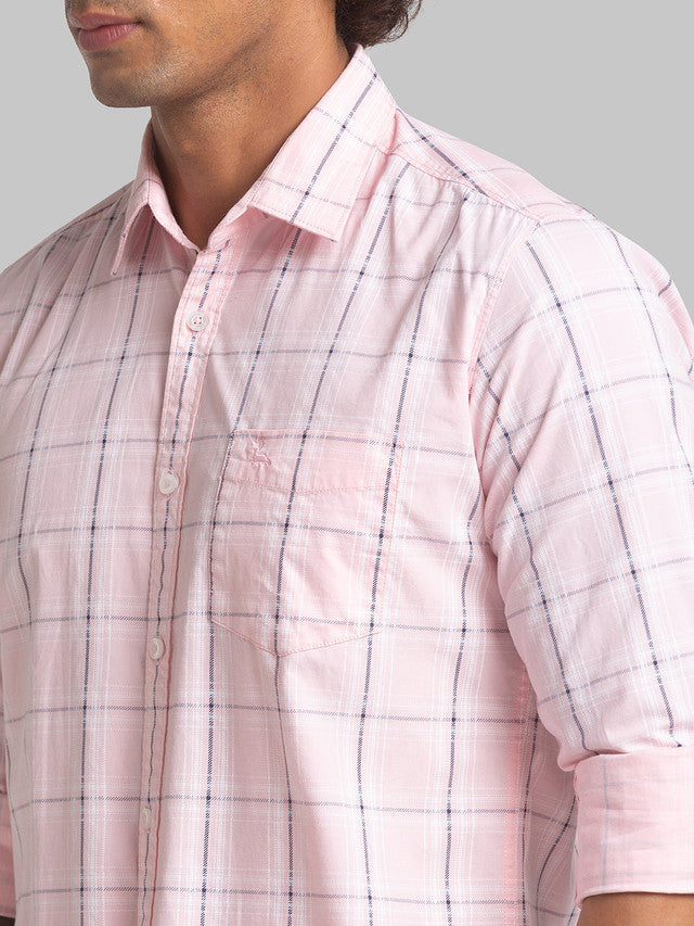 Parx Men Pink Printed Slim Fit Cotton Casual Shirt