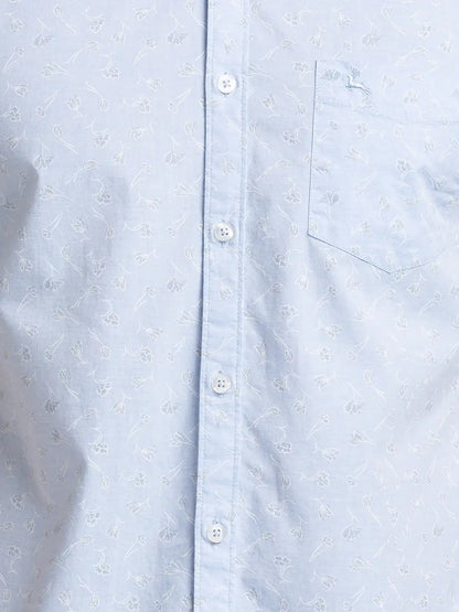Parx Men Blue Slim Fit Printed Cotton Half Sleeve Shirts